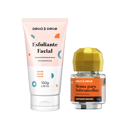 Kit Brow Glow: Exfoliante de Arroz + Henna 1.5g