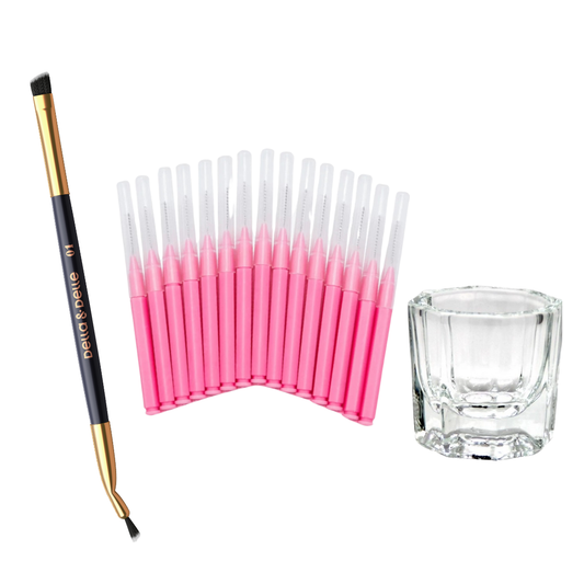 Kit de precisión para cejas : Pincel, Microcepillo y Vaso Dappen