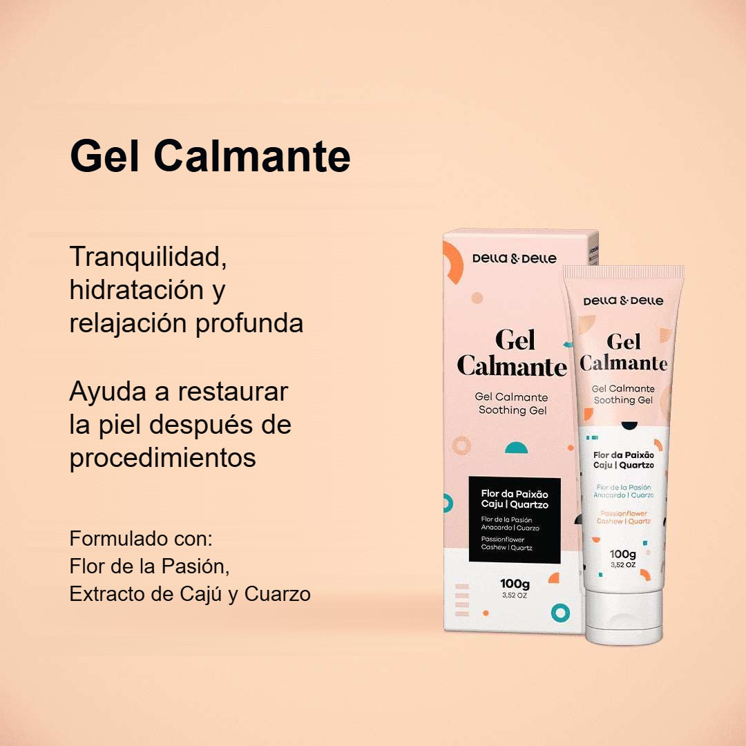 Gel Calmante Facial 100 g – Flor de la Pasión, Cajú y Cuarzo Rosa | Della & Delle