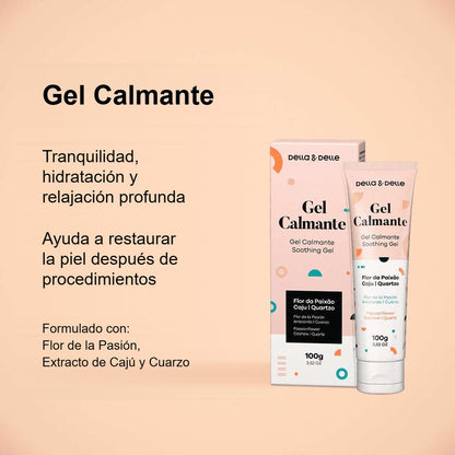 Gel Calmante Facial 100 g – Flor de la Pasión, Cajú y Cuarzo Rosa | Della & Delle