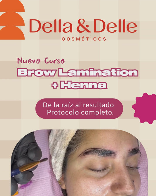 Curso Brow Lamination + Henna de Cejas + Spa de Cejas · Método Exclusivo Della & Delle + Clione · Online y Presencial · Chile